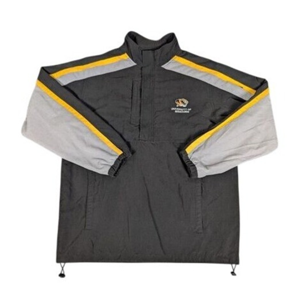 Colosseum Missouri Tigers‎ Windbreaker Jacket Mens Small Black Gold Quarter Zip